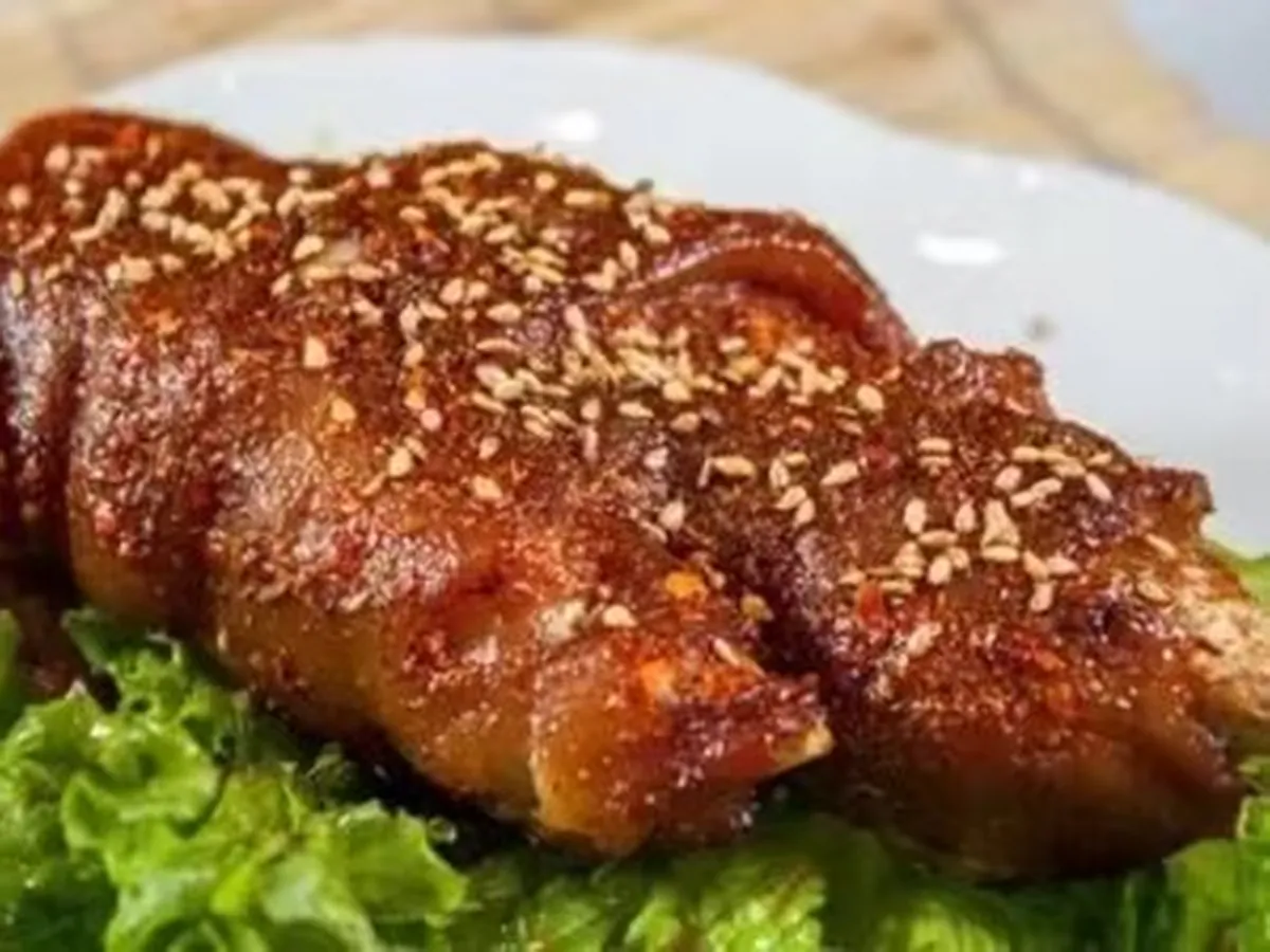 pot- stewed port feet grilled with spices at Gourd Bro BBQ，a Barbecue Restaurant in City of Industry